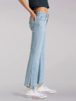 Lee Women European Collection High Rise Split Flare Jean Sunbleach Clothing 480T170 - Image 3