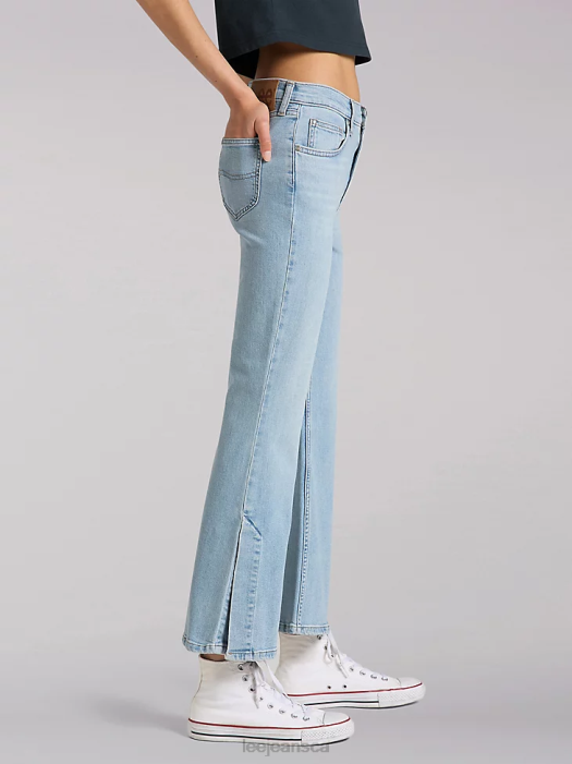 Lee Women European Collection High Rise Split Flare Jean Sunbleach Clothing 480T170 - Image 3