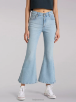 Lee Women European Collection High Rise Split Flare Jean Sunbleach Clothing 480T170 - Image 4