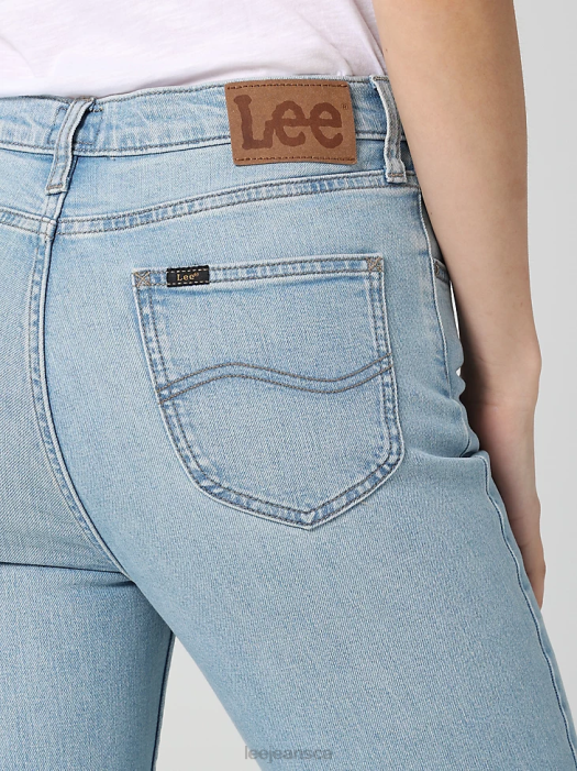 Lee Women European Collection High Rise Split Flare Jean Sunbleach Clothing 480T170 - Image 5