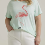 Lee Women Flamingo Graphic Tee (Plus) Seaglass Heather Clothing 480T348