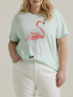 Lee Women Flamingo Graphic Tee (Plus) Seaglass Heather Clothing 480T348