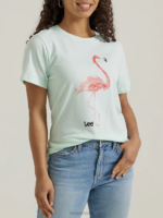 Lee Women Flamingo Graphic Tee Seaglass Heather Clothing 480T343