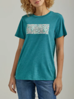 Lee Women Floral Box Logo Tee Teal Heather Clothing 480T382