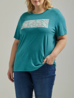 Lee Women Floral Logo Tee (Plus) Teal Heather Clothing 480T389