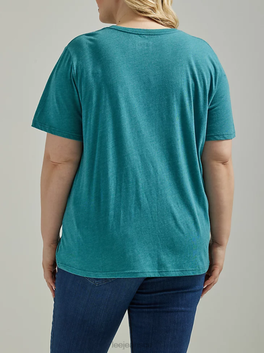 Lee Women Floral Logo Tee (Plus) Teal Heather Clothing 480T389 - Image 3
