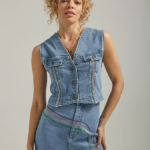Lee Women Freeway of Love Rainbow Denim Vest Blue Clothing 480T412