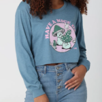 Lee Women Have a Nice Day Boyfriend Crop Long Sleeve Graphic Tee Space Blue Clothing 480T385