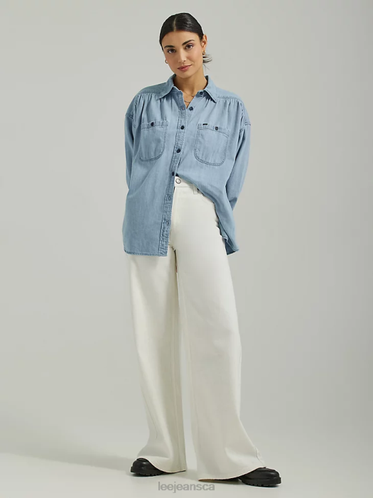 Lee Women High Rise A-Line Jean Marble White Clothing 480T154 - Image 1