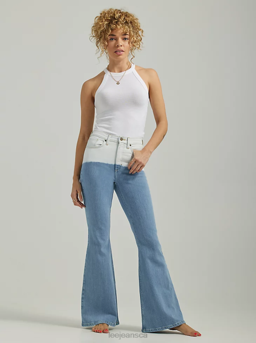 Lee Women High Rise Bleach Dipped Flare Jean Out To Sea Clothing 480T160 - Image 1