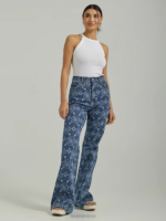Lee Women High Rise Lasered Relaxed Flare Jean Laser Floral Clothing 480T156