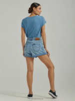 Lee Women High Rise Pleated Denim Short Frosted Blue Clothing 480T336 - Image 2