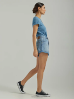 Lee Women High Rise Pleated Denim Short Frosted Blue Clothing 480T336 - Image 3