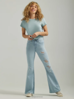 Lee Women High Rise Ripped Flare Jean Light Rise DX Clothing 480T161