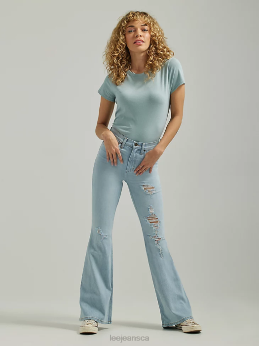 Lee Women High Rise Ripped Flare Jean Light Rise DX Clothing 480T161 - Image 4