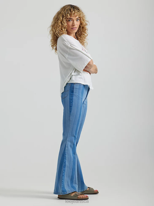 Lee Women High Rise Striped Flare Jean Hits of Blue Clothing 480T159 - Image 3