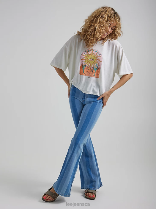 Lee Women High Rise Striped Flare Jean Hits of Blue Clothing 480T159 - Image 4