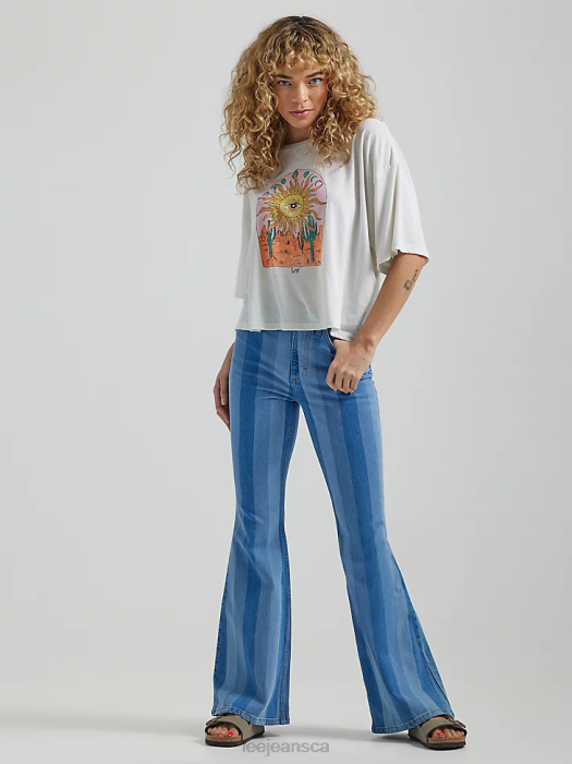 Lee Women High Rise Striped Flare Jean Hits of Blue Clothing 480T159 - Image 1