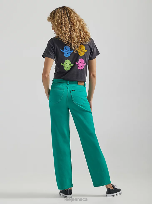 Lee Women High Rise Wide Leg Colored Ankle Jean Enigma Green Clothing 480T165 - Image 2