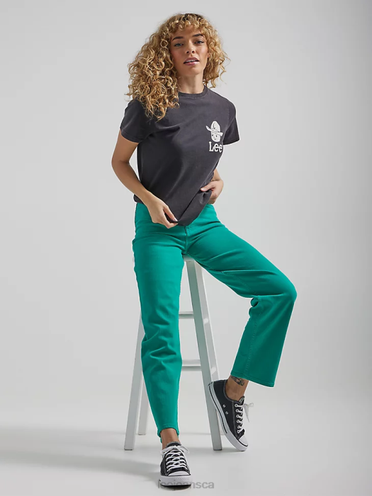Lee Women High Rise Wide Leg Colored Ankle Jean Enigma Green Clothing 480T165 - Image 6
