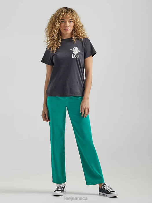 Lee Women High Rise Wide Leg Colored Ankle Jean Enigma Green Clothing 480T165 - Image 1