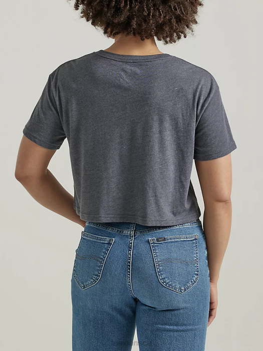 Lee Women Jeans Boyfriend Crop Graphic Tee Charcoal Heather Clothing 480T378 - Image 2