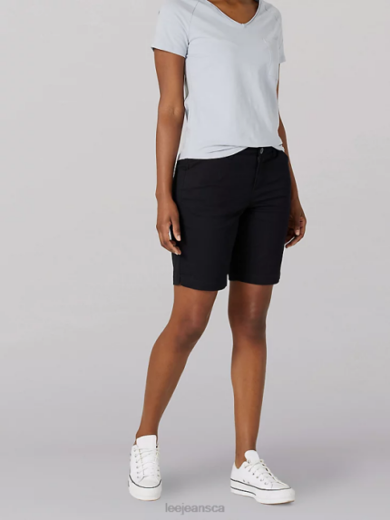 Lee Women Legendary Regular Fit Chino Bermuda Black Clothing 480T311
