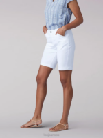 Lee Women Legendary Regular Fit Chino Bermuda White Clothing 480T299 - Image 3