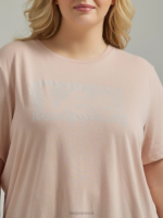 Lee Women Leopard Logo Tee (Plus) Peach Whip Clothing 480T390 - Image 3