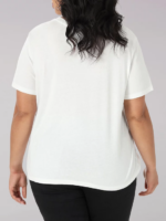 Lee Women Logo Tee - Plus Bright White/Emperor Navy Clothing 480T393 - Image 2