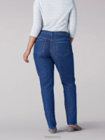 Lee Women Original Relaxed Fit Straight Leg Jeans (Plus) Premium Rinse Clothing 480T39 - Image 2