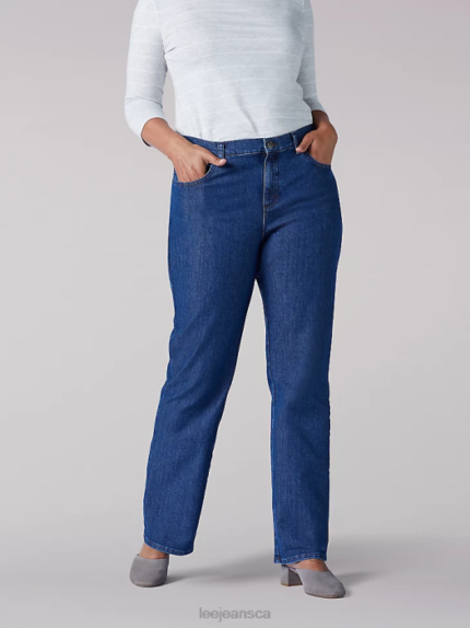 Lee Women Original Relaxed Fit Straight Leg Jeans (Plus) Premium Rinse Clothing 480T39