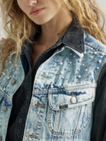 Lee Women Pearl Denim Vest Photo Sensitive Clothing 480T411 - Image 4