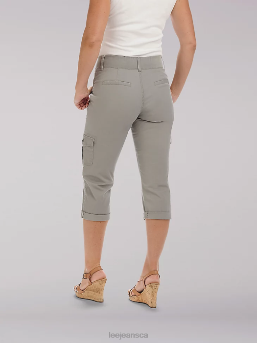 Lee Women Relaxed Fit Austyn Cargo Capri Frost Gray Clothing 480T464 - Image 2