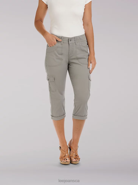 Lee Women Relaxed Fit Austyn Cargo Capri Frost Gray Clothing 480T464 - Image 1