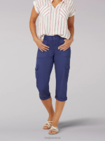 Lee Women Relaxed Fit Austyn Cargo Capri Ink Blue Clothing 480T463