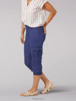 Lee Women Relaxed Fit Austyn Cargo Capri Ink Blue Clothing 480T463 - Image 4
