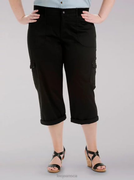 Lee Women Relaxed Fit Austyn Cargo Capri (Plus) Black Clothing 480T467