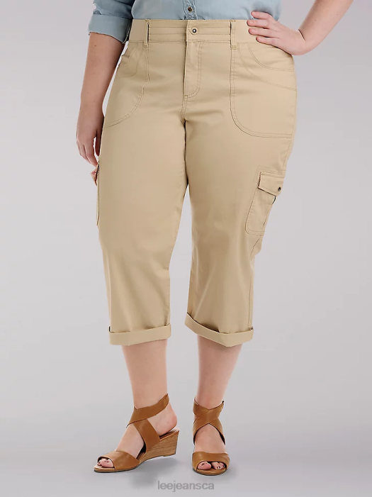 Lee Women Relaxed Fit Austyn Cargo Capri (Plus) Cafe Clothing 480T468 - Image 1