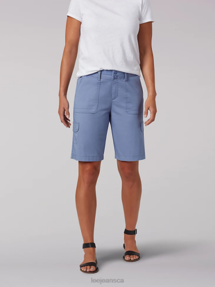 Lee Women Relaxed Fit Avey Knitwaist Cargo Bermuda Cornflower Clothing 480T289