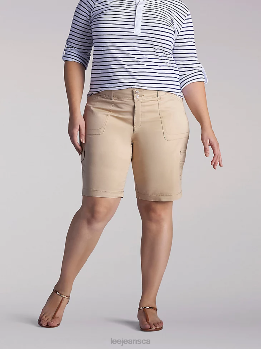 Lee Women Relaxed Fit Avey Knitwaist Cargo Bermuda (Plus) Cafe Clothing 480T291 - Image 1