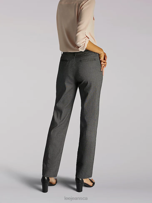 Lee Women Relaxed Fit Straight Leg Pant (All Day Pant) (Petite) Black/White Plaid Clothing 480T229 - Image 2