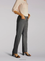 Lee Women Relaxed Fit Straight Leg Pant (All Day Pant) (Petite) Black/White Plaid Clothing 480T229 - Image 3