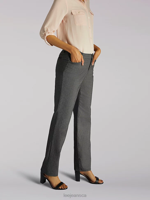 Lee Women Relaxed Fit Straight Leg Pant (All Day Pant) (Petite) Black/White Plaid Clothing 480T229 - Image 3