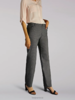 Lee Women Relaxed Fit Straight Leg Pant (All Day Pant) (Petite) Black/White Plaid Clothing 480T229 - Image 4