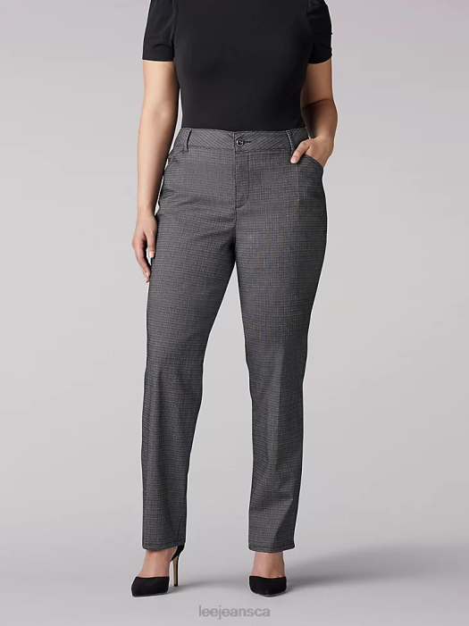Lee Women Relaxed Fit Straight Leg Pant (All Day Pant) (Plus) Black White Plaid Clothing 480T224 - Image 1