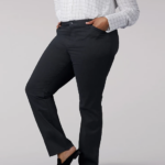 Lee Women Relaxed Fit Straight Leg Pant (All Day Pant) (Plus) Charcoal Heather Clothing 480T223