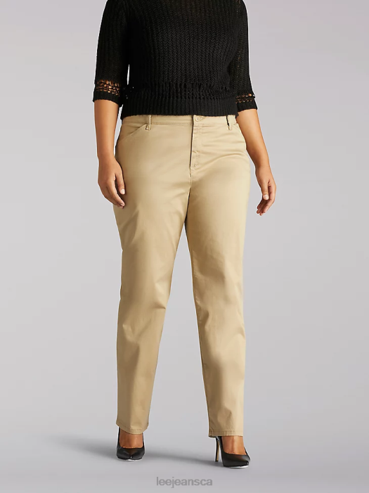 Lee Women Relaxed Fit Straight Leg Pant (All Day Pant) (Plus) Flax Clothing 480T222 - Image 1