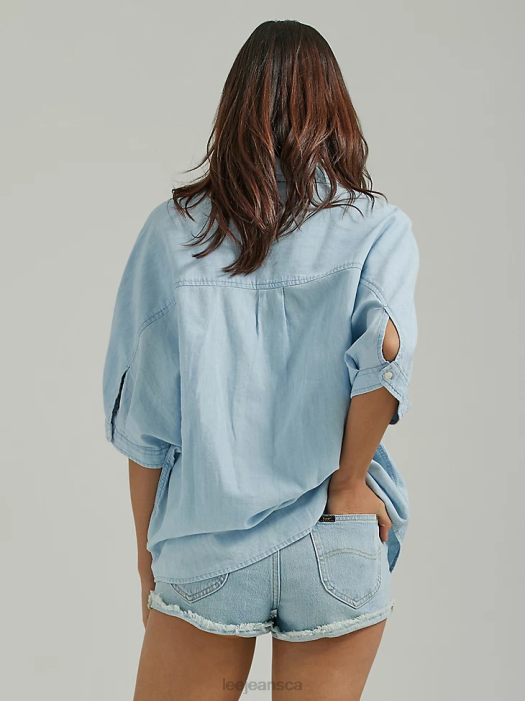 Lee Women Relaxed One Pocket Button Down Shirt Foam Clothing 480T399 - Image 2