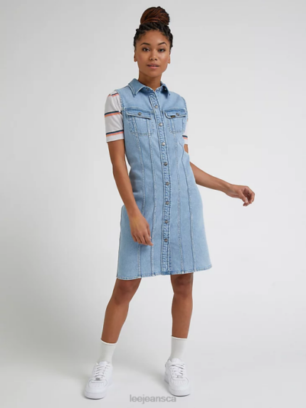 Lee Women Rider Shirt Dress Frosted Blue Clothing 480T417